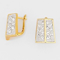 Rhinestone Embellished Angled Metal Earrings