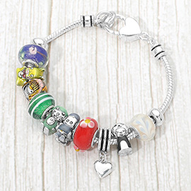 Multi Bead Cartoon Charm Bracelet