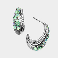 Crystal Rhinestone Bubble Half Hoop Earrings