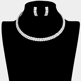 2-Row crystal Rhinestone Banded Open Choker Necklace