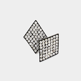 Rhinestone Paved Diamond Shape Stud Earrings