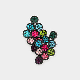 Flower Rhinestone Paved Kite Stud Earrings