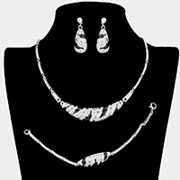 3PCS - Rhinestone Pave Animal Pattern Pedant Necklace Set