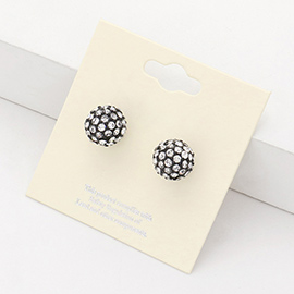 Rhinestone Pave Disco Ball Stud Earrings