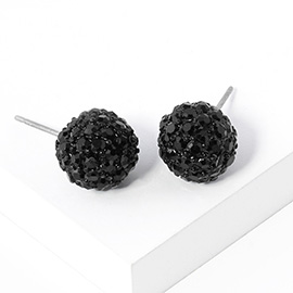 Rhinestone Pave Disco Ball Stud Earrings