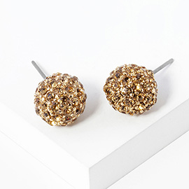 Rhinestone Pave Disco Ball Stud Earrings