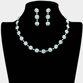 Floral Crystal Rhinestone Collar Necklace