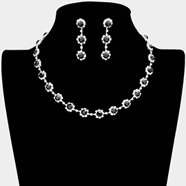 Floral Crystal Rhinestone Collar Necklace