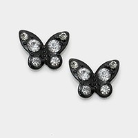 Crystal butterfly stud earrings