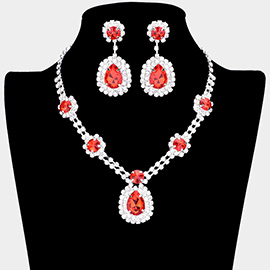 Teardrop Accented Rhinestone Necklace