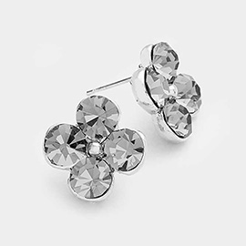 Genuine Crystal Clover Stud Earrings