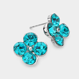 Genuine Crystal Clover Stud Earrings