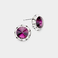 Rivoli Cut Genuine Crystal Round Stud Earrings