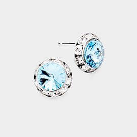 Rivoli Cut Genuine Crystal Round Stud Earrings