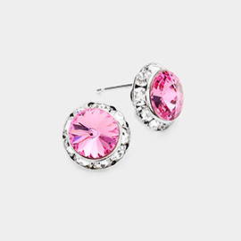 Rivoli Cut Genuine Crystal Round Stud Earrings