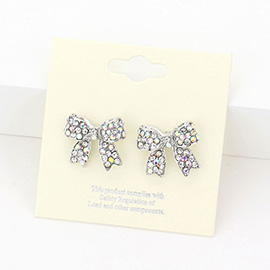 Pave bow stud earrings