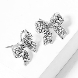 Pave bow stud earrings