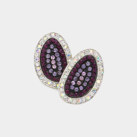 Rhinestone Paved Abstract Oval Stud Earrings