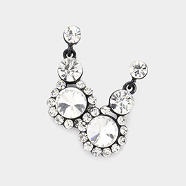 Crystal Round Rhinestone Pave Drop Evening Earrings