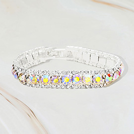 Round Crystal Rhinestone Trim Evening Bracelet