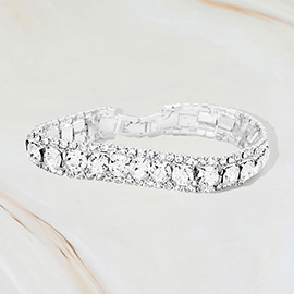 Round Crystal Rhinestone Trim Evening Bracelet