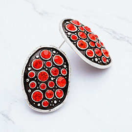Crystal bubble plate earrings