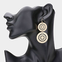 Metal Double Wheel Drop Earrings