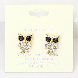 Crystal Owl Stud Earrings