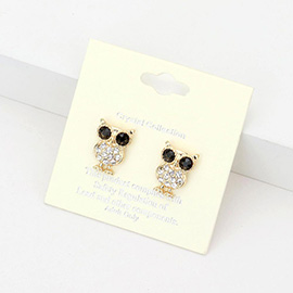 Crystal Owl Stud Earrings