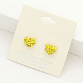 Crystal Pave Heart Stud Earrings