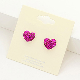 Crystal Pave Heart Stud Earrings