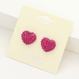 Crystal Pave Heart Stud Earrings