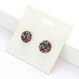 Crystal Paved Round Dome Stud Earrings