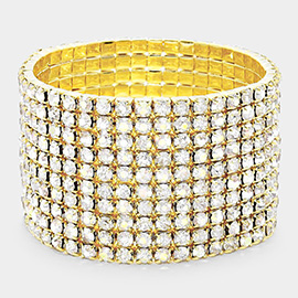 10-ROW Rhinestone Stretch Evening Bracelet