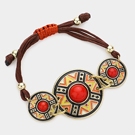 Aztec Triple Round Cinch Pull Tie Bracelet