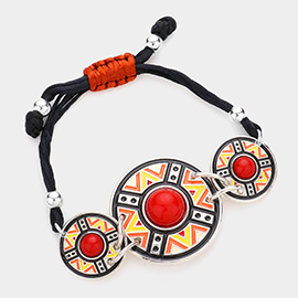 Aztec Triple Round Cinch Pull Tie Bracelet