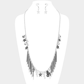 Seahorse & Starfish Fringe Long Necklace