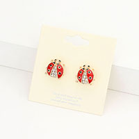 Ladybug Crystal Accented Stud Earing