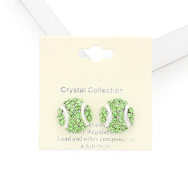 Crystal Rhinestone Paved Tennis ball Stud Earrings