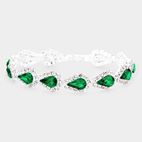 Teardrop Rhinestone Link Evening Bracelet