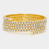 Crystal Rhinestone Coil Evening Bracelet