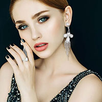 Crystal Rhinestone Fringe Evening Earrings