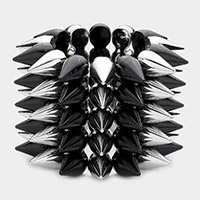 5-Row Spike Cone Stud Stretch Bracelet