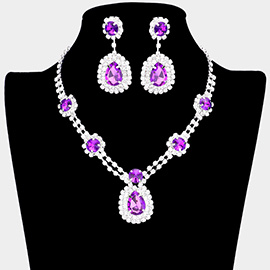 Teardrop Accented Rhinestone Necklace