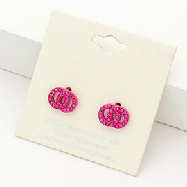 Rhinestone Embellished Double Open Circle Link Stud Earrings