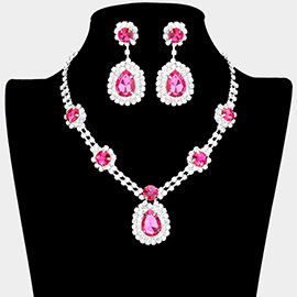 Teardrop Accented Rhinestone Necklace