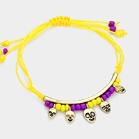 Skull Charm Beaded Adjustable Cinch Pull Tie Bracelet