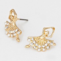 Crystal Accented Ballerina Stud Earrings