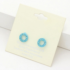 Rhinestone Embellished Open Circle Stud Earrings