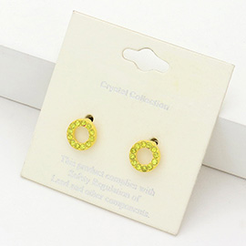 Rhinestone Embellished Open Circle Stud Earrings